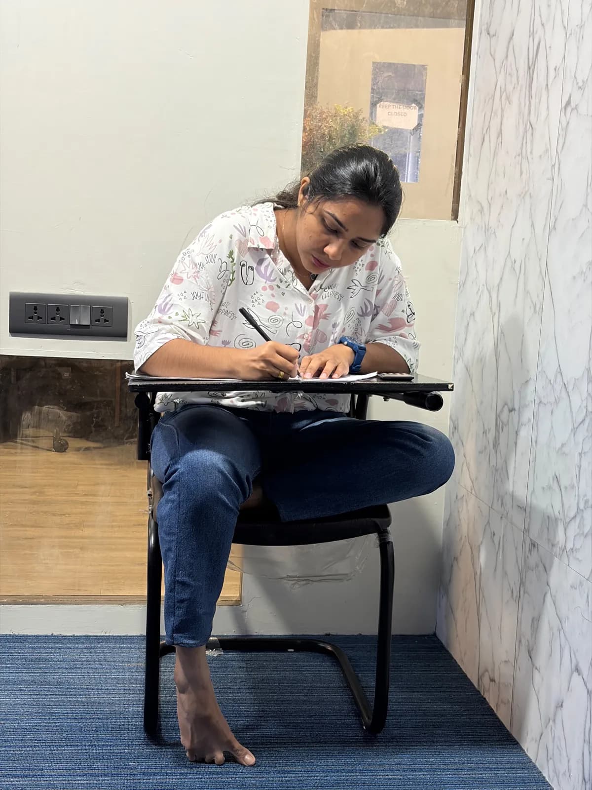 A student sitting the practical HR certification exam