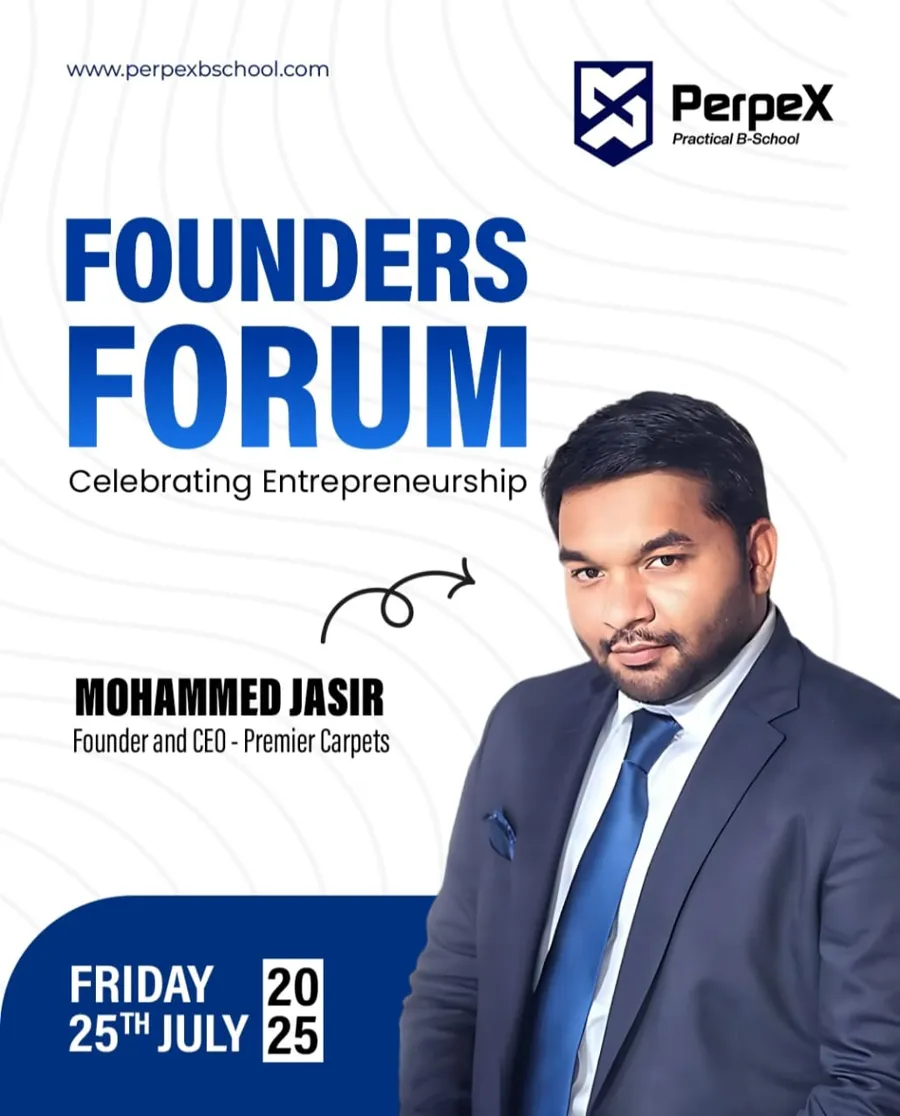 Mohammed Jasir, Founder & CEO, Premier Carpets, speaking at PerpeX B-School