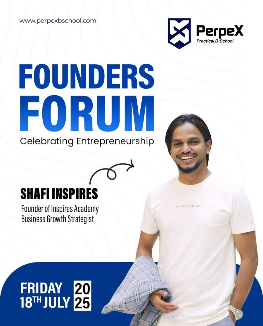 Shafi Inspires, Founder, Inspires Academy, speaking at PerpeX B-School