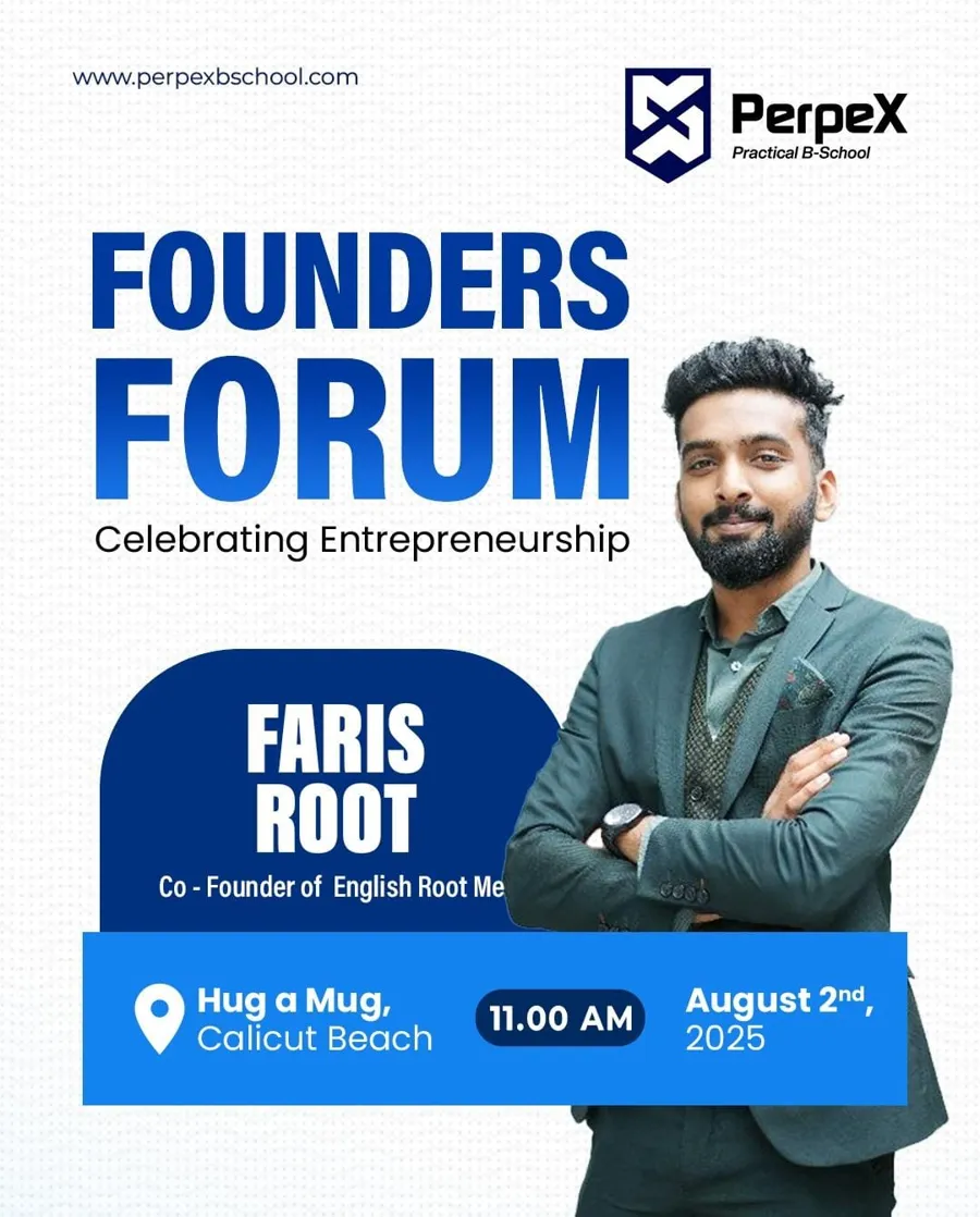 Faris Root, Co-founder, English Root, speaking at PerpeX B-School